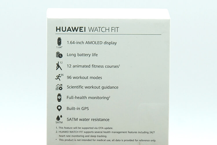 HUAWEI WATCH FITのパッケージ裏面