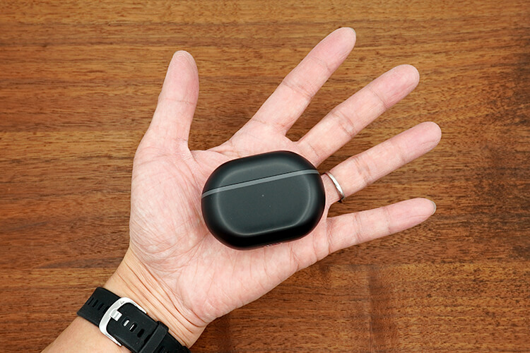 SOUNDPEATS Capsule3 Proの充電ケースを手のひらに置いた状態