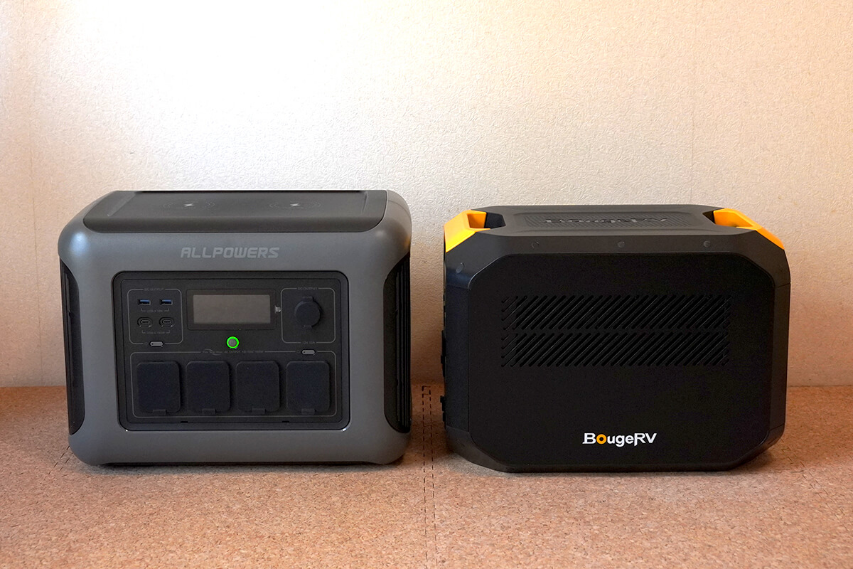 ALLPOWERS R1500(ポータブル電源)とBougeRV Rover2000のサイズ比較
