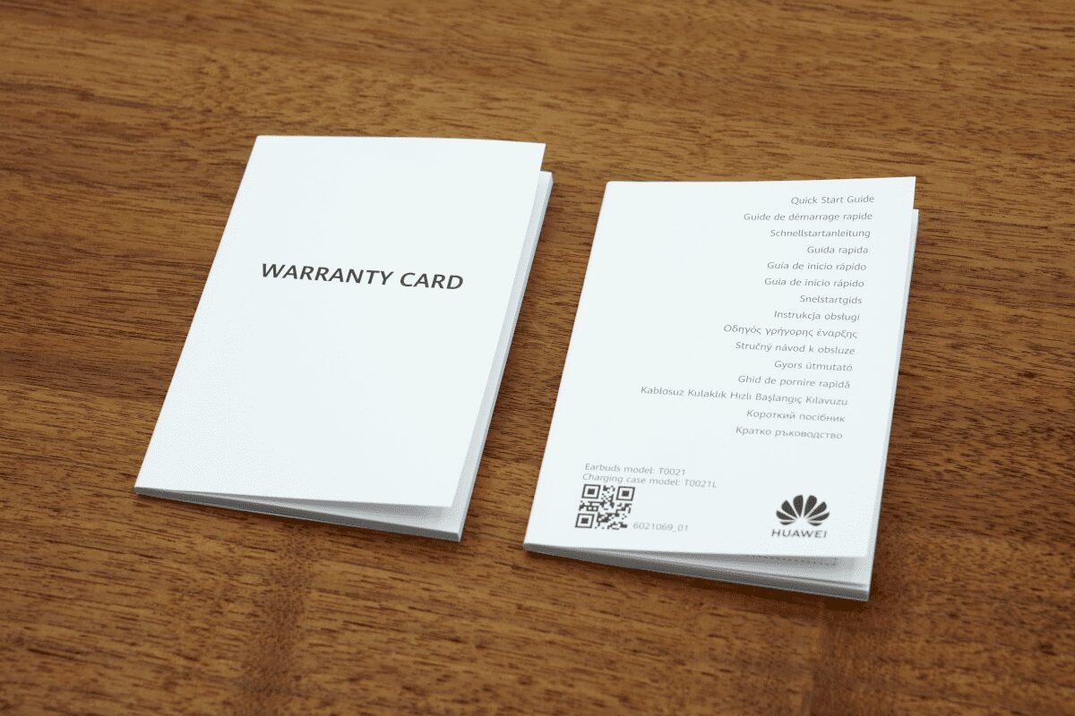 HUAWEI FreeArcの説明書と保証書