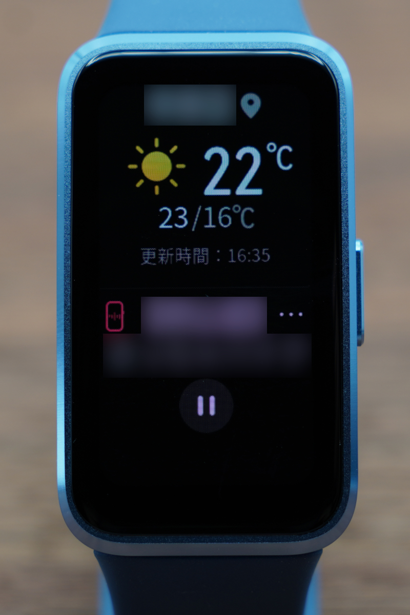 HUAWEI Band 10の天気・ミュージック操作画面