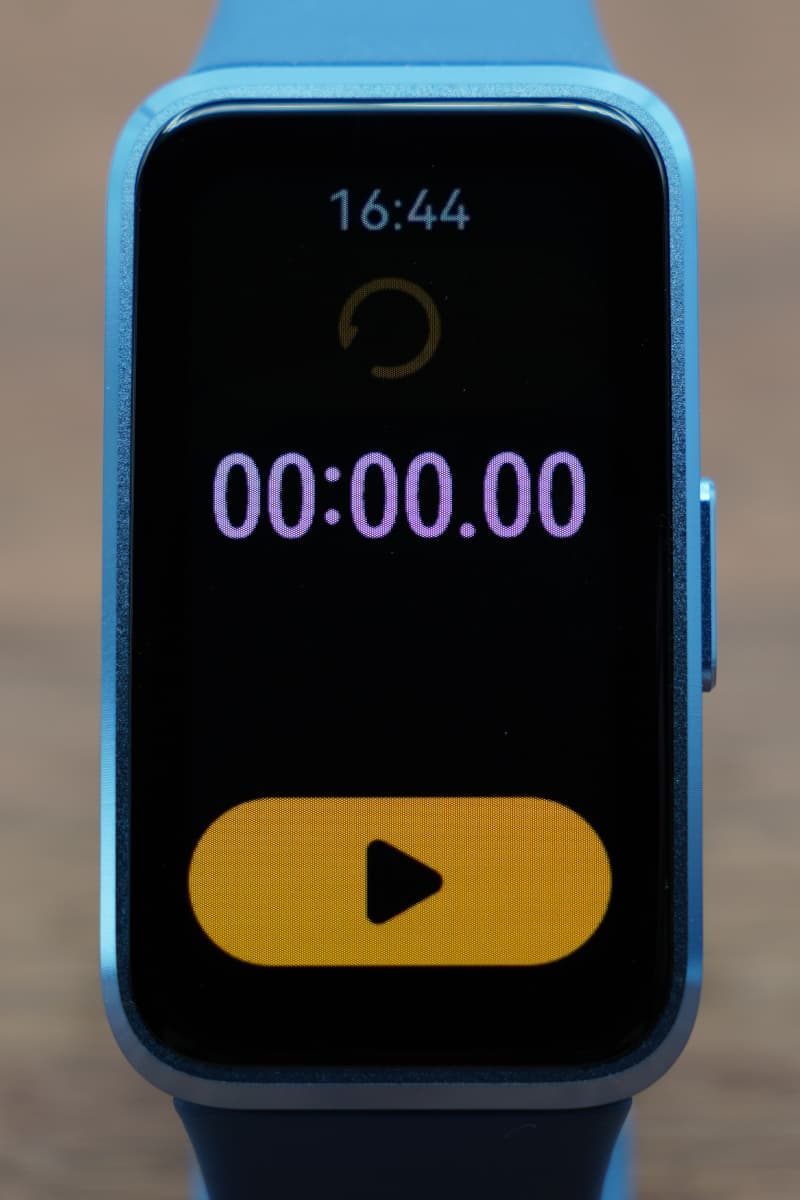 HUAWEI Band 10のストップウォッチ画面