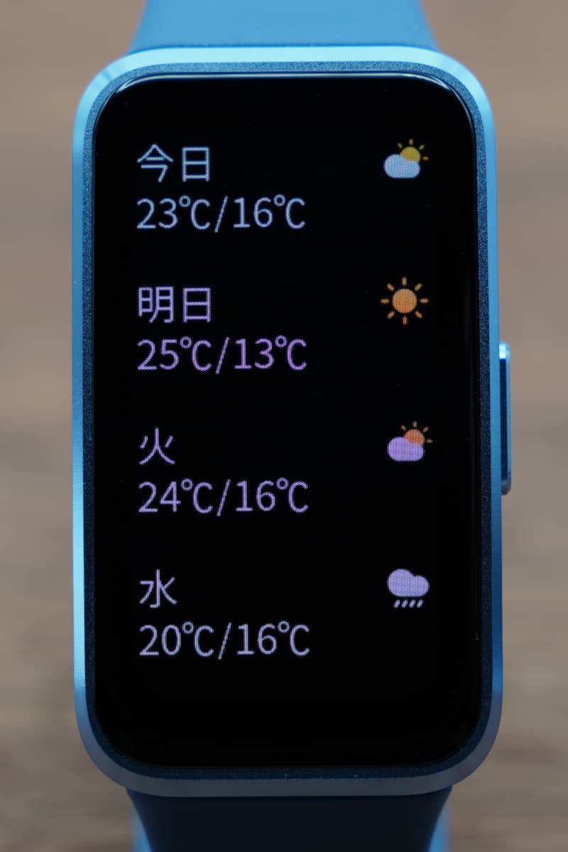 HUAWEI Band 10の天気画面　週間