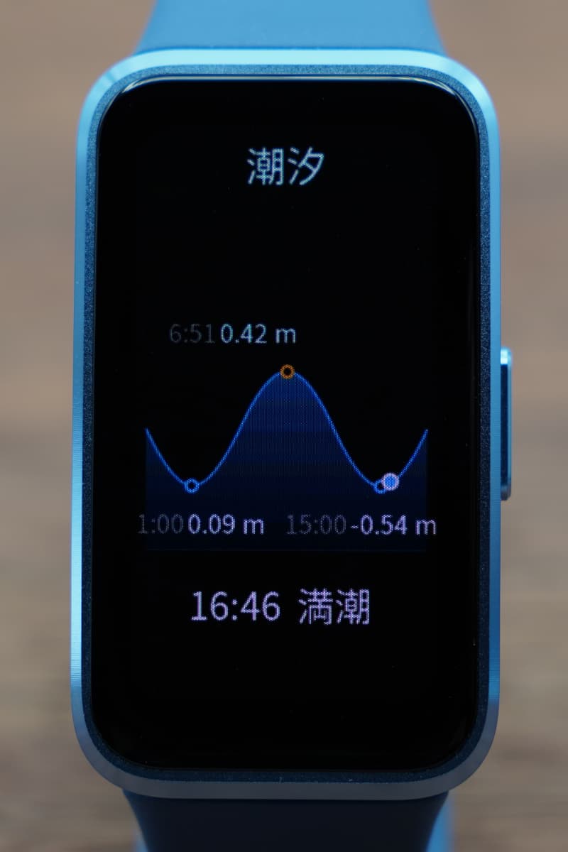 HUAWEI Band 10の潮汐画面