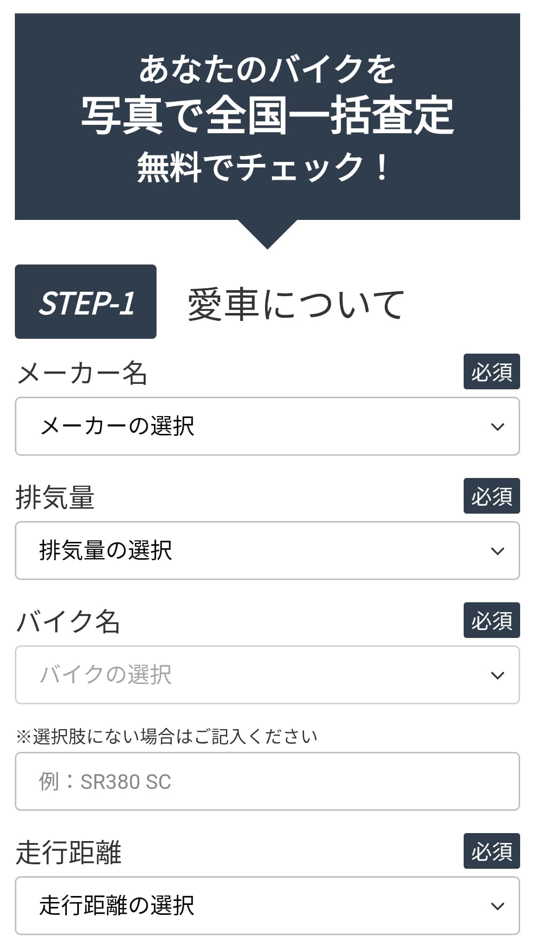 カチエックスの入力フォーム